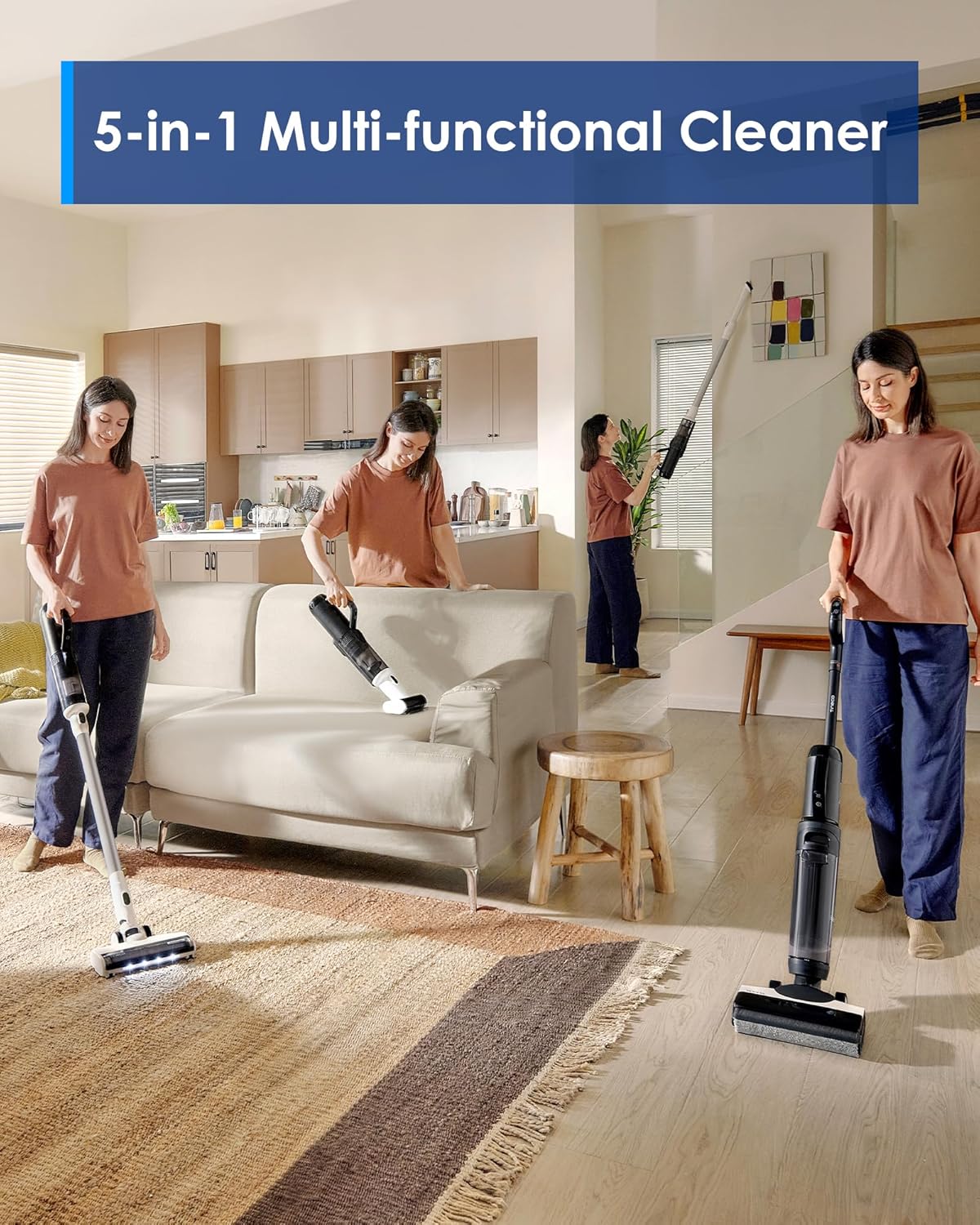 مكنسة كهربائية ذكية للتنظيف الجاف والرطب S6 من Floor One FlashDry